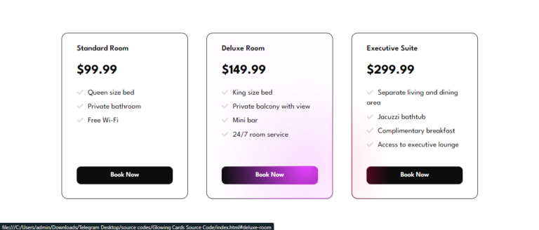 neon pricing cards css
